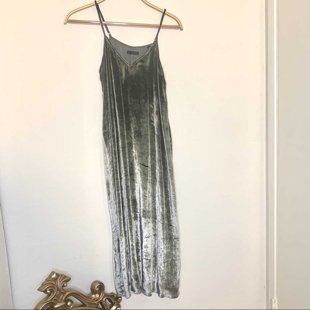 ATM velvet slip midi dress